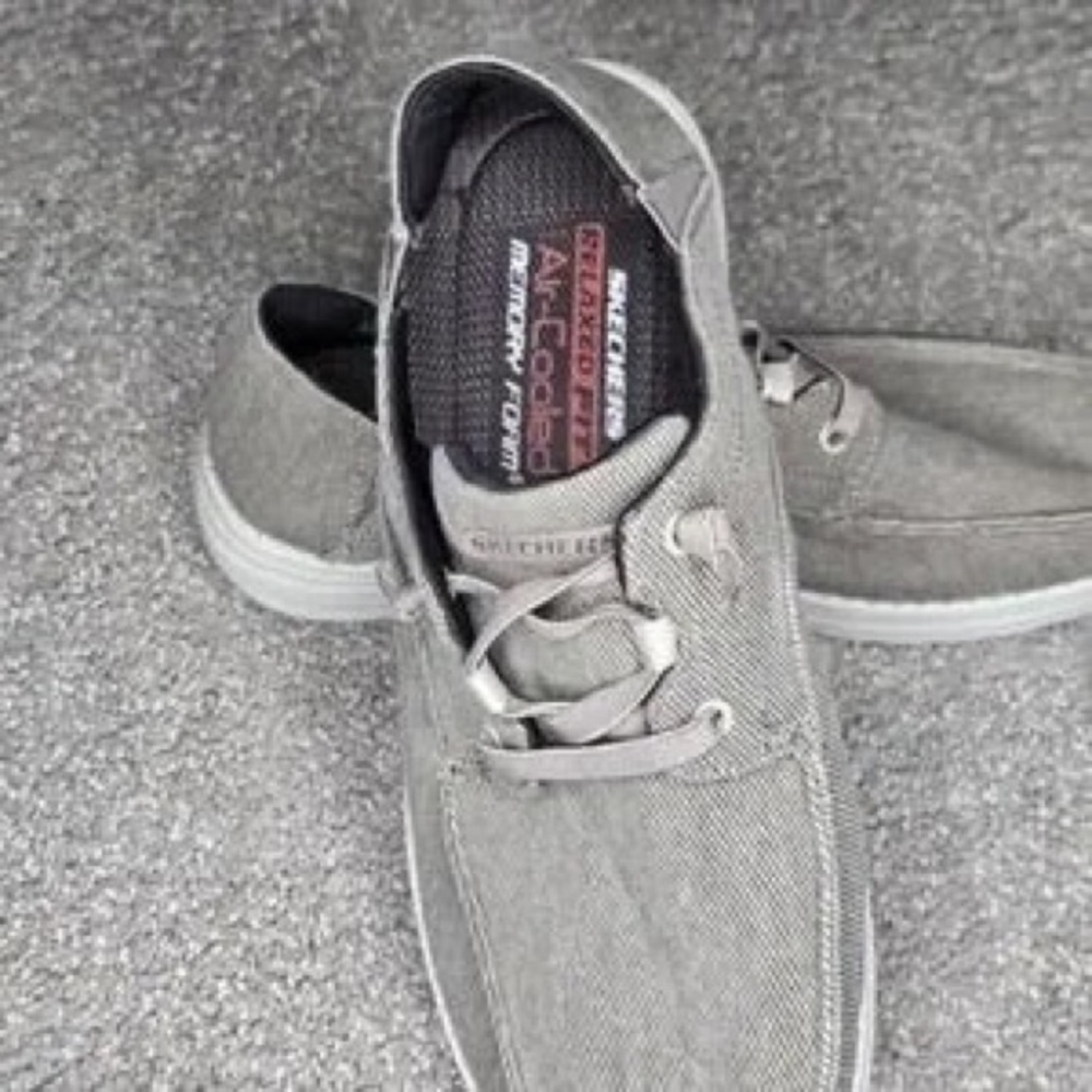 Casual Men’s Gray Canvas Lace-Up Shoes - Picture 5 of 9